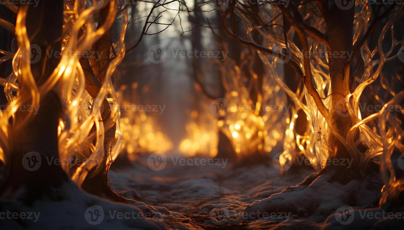 AI generated Tranquil scene of a bright autumn bonfire generated by AI photo