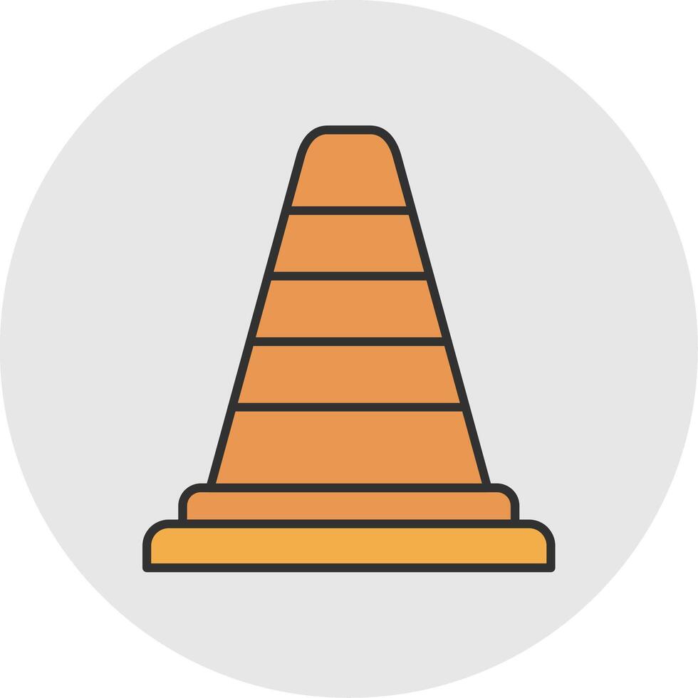 Traffic Cone Line Filled Light Circle Icon vector