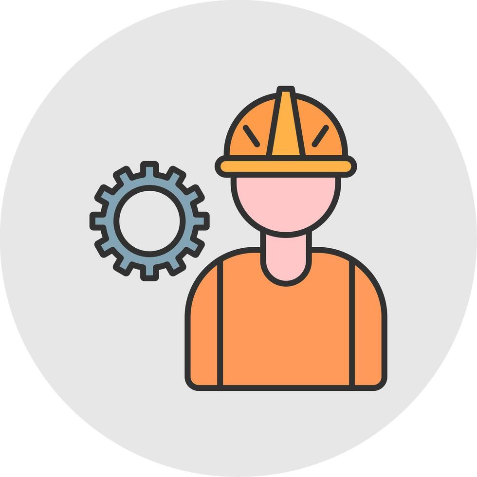 Worker Line Filled Light Circle Icon vector