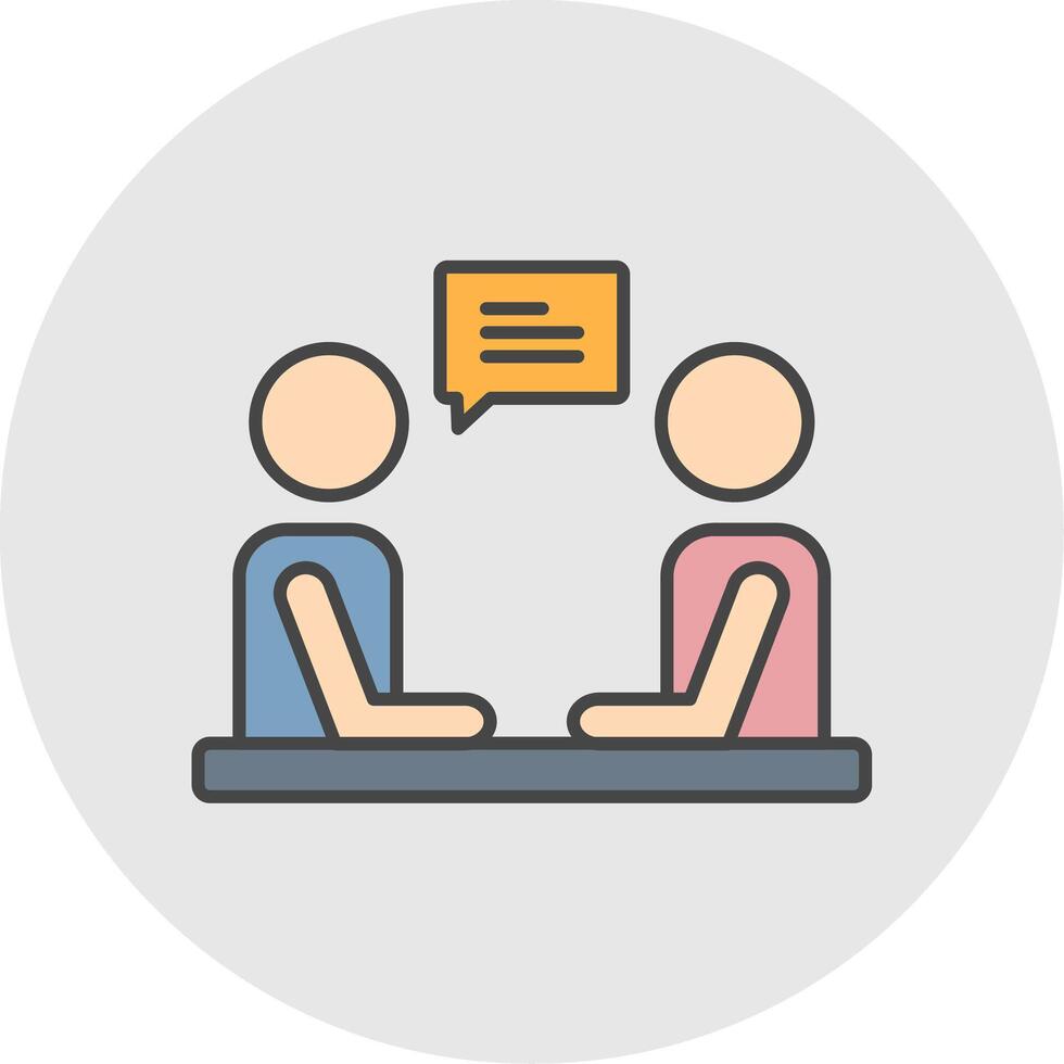 Interview Line Filled Light Circle Icon vector