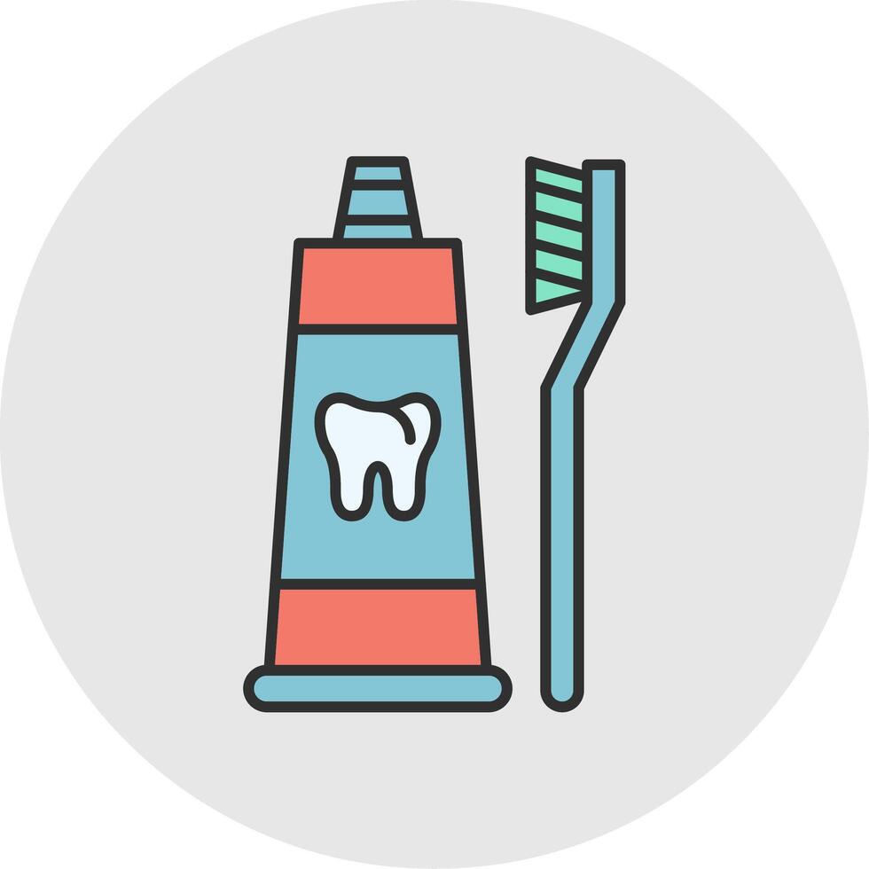 Toothpaste Line Filled Light Circle Icon vector