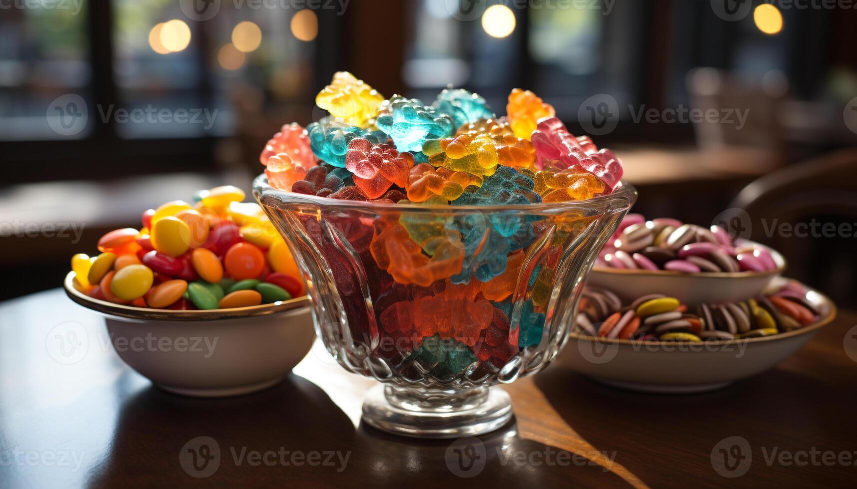 AI generated Indulgence in bright colors, gourmet dessert abundance generated by AI photo