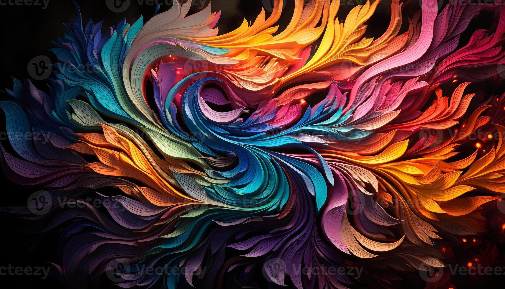 AI generated Abstract multi colored wave flowing in vibrant digital image generated by AI photo