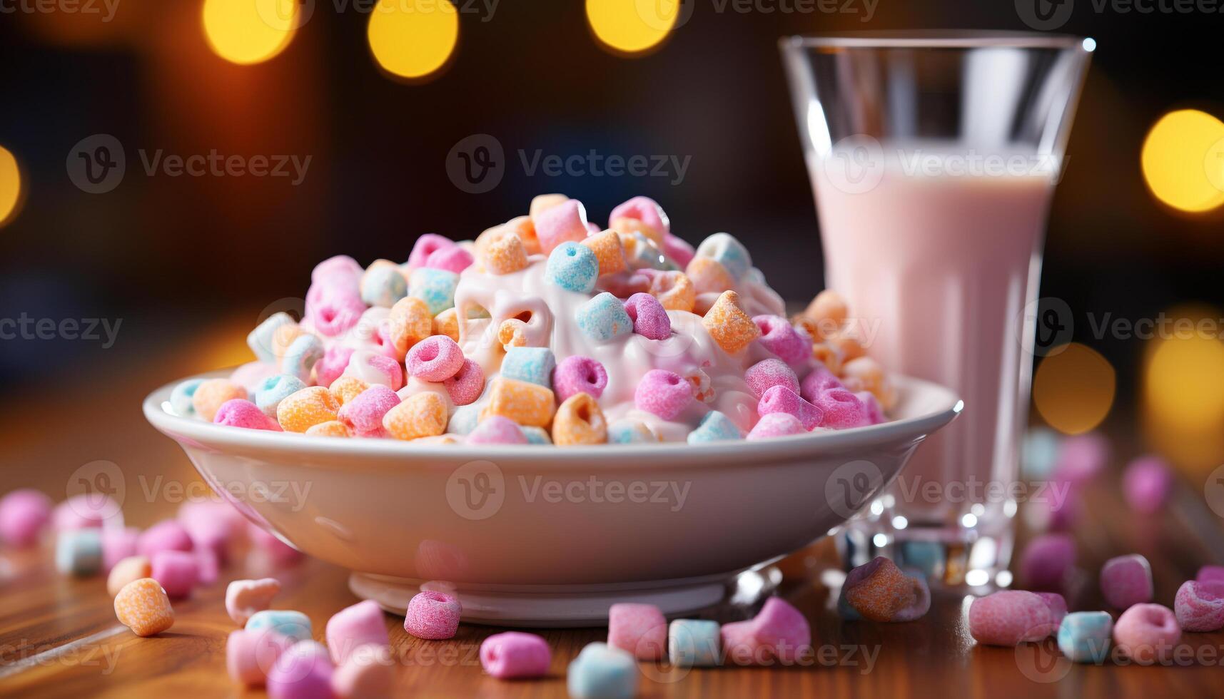 AI generated Sweet candy on a pink table, indulgence and celebration generated by AI photo