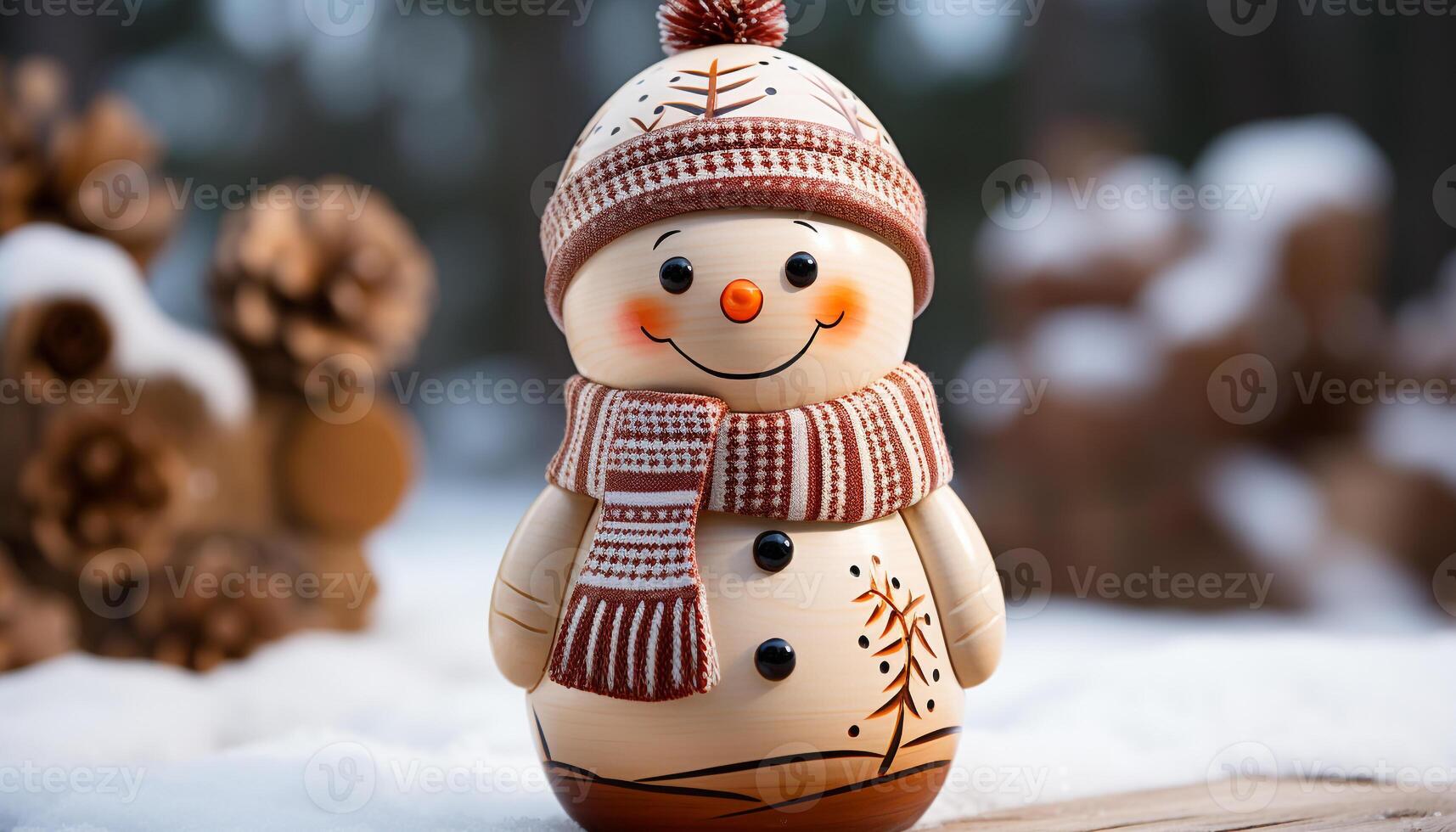 AI generated Smiling snowman brings winter joy and cheer generated by AI photo