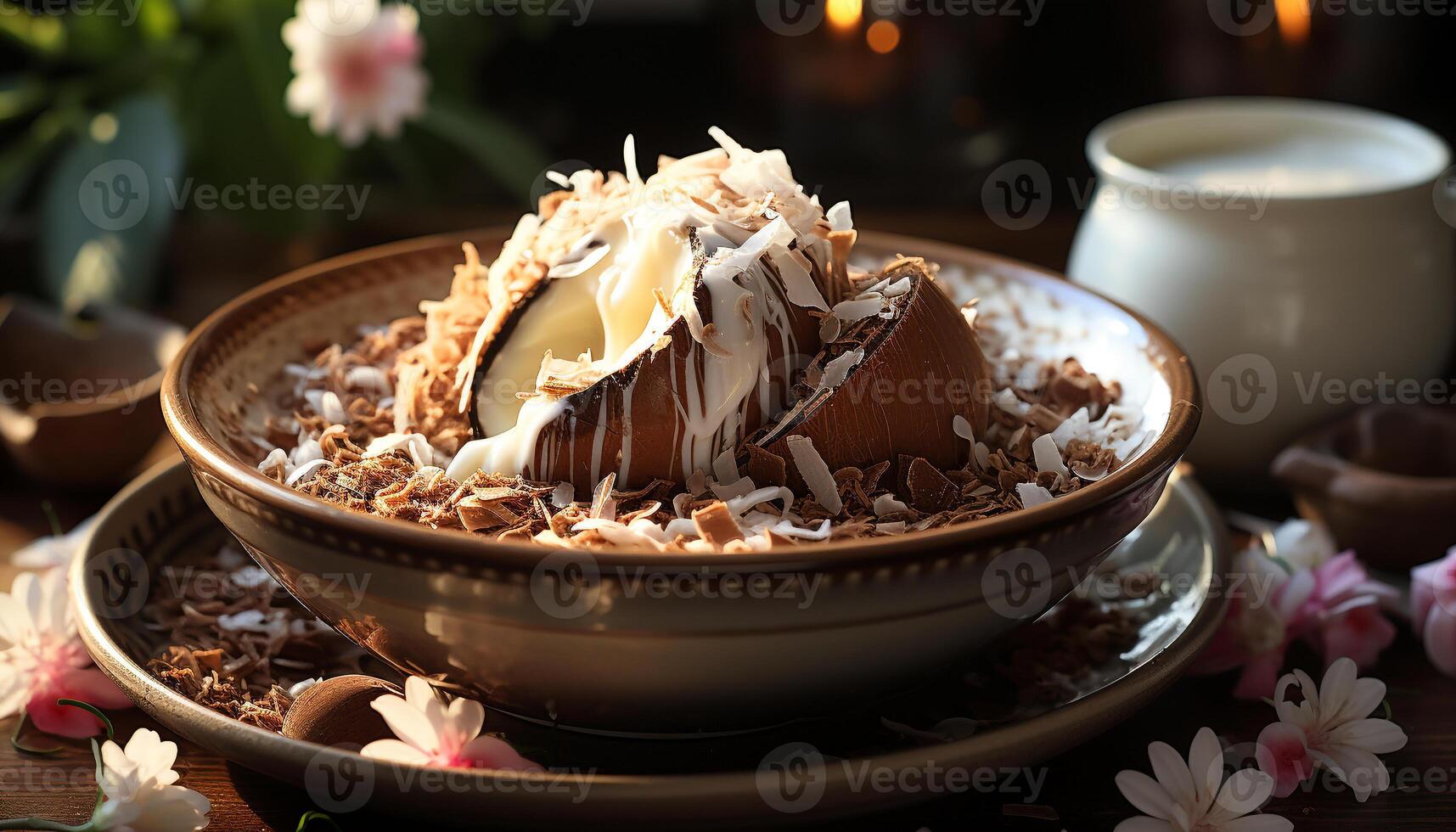 AI generated Freshness and sweetness in a homemade gourmet dessert generated by AI photo