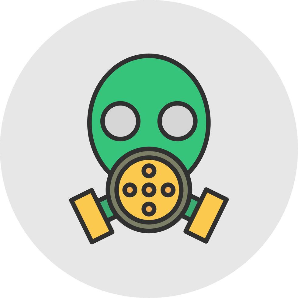 Gas Mask Line Filled Light Circle Icon vector