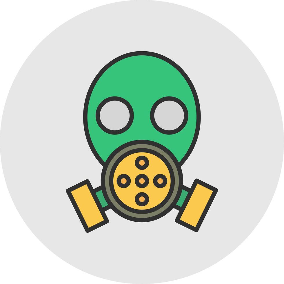 Gas Mask Line Filled Light Circle Icon vector