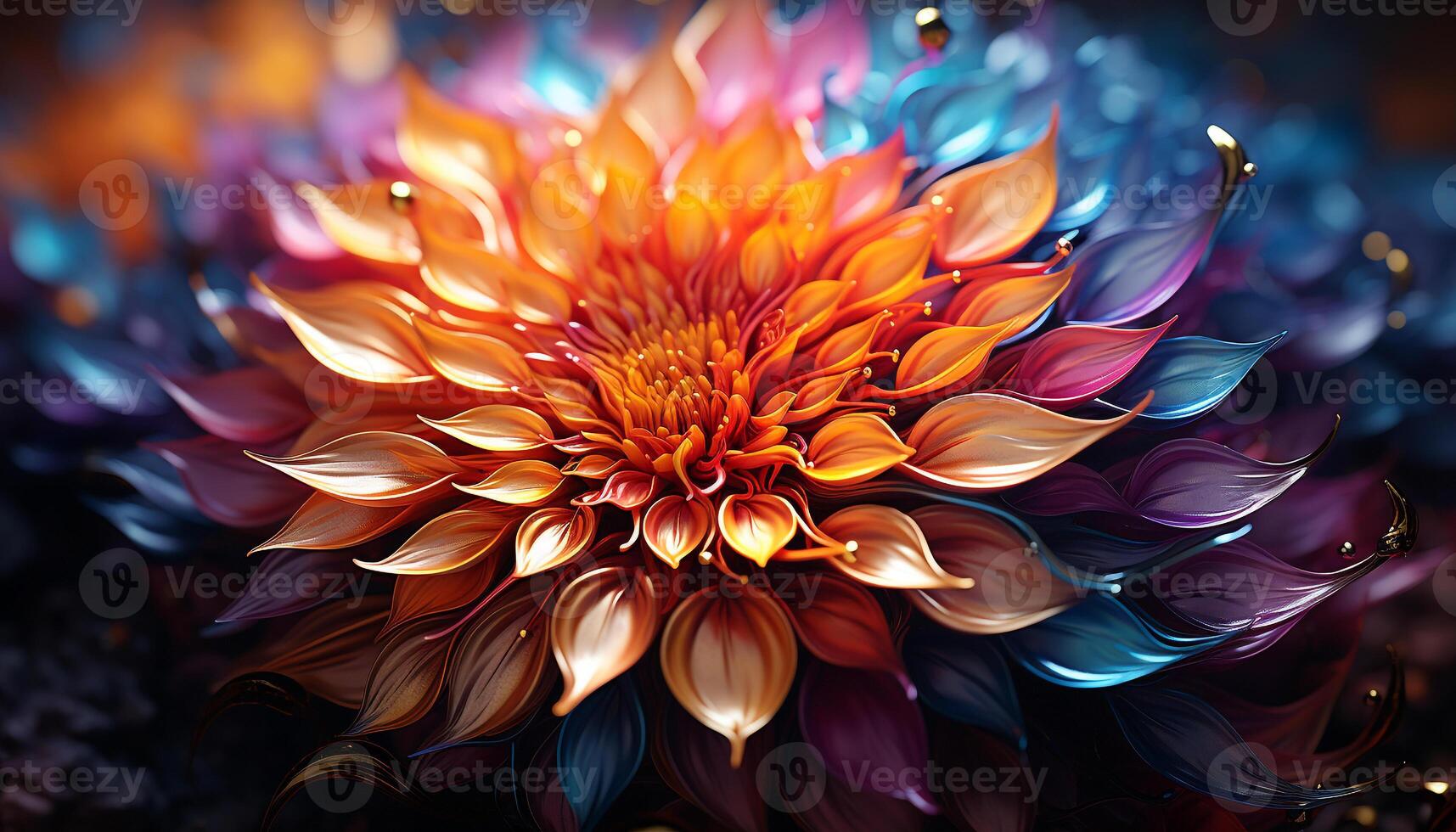 AI generated Vibrant colored flower head in close up nature generated by AI photo