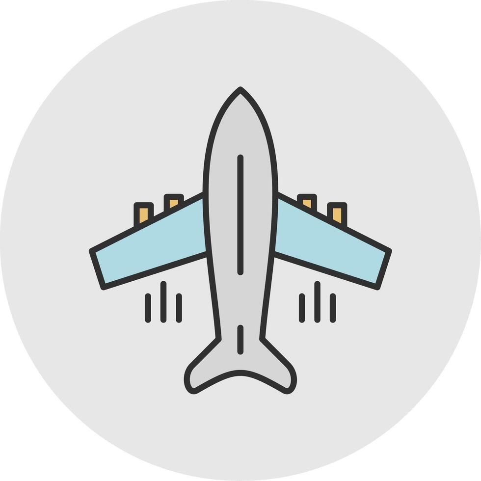 Flying Airplane Line Filled Light Circle Icon vector