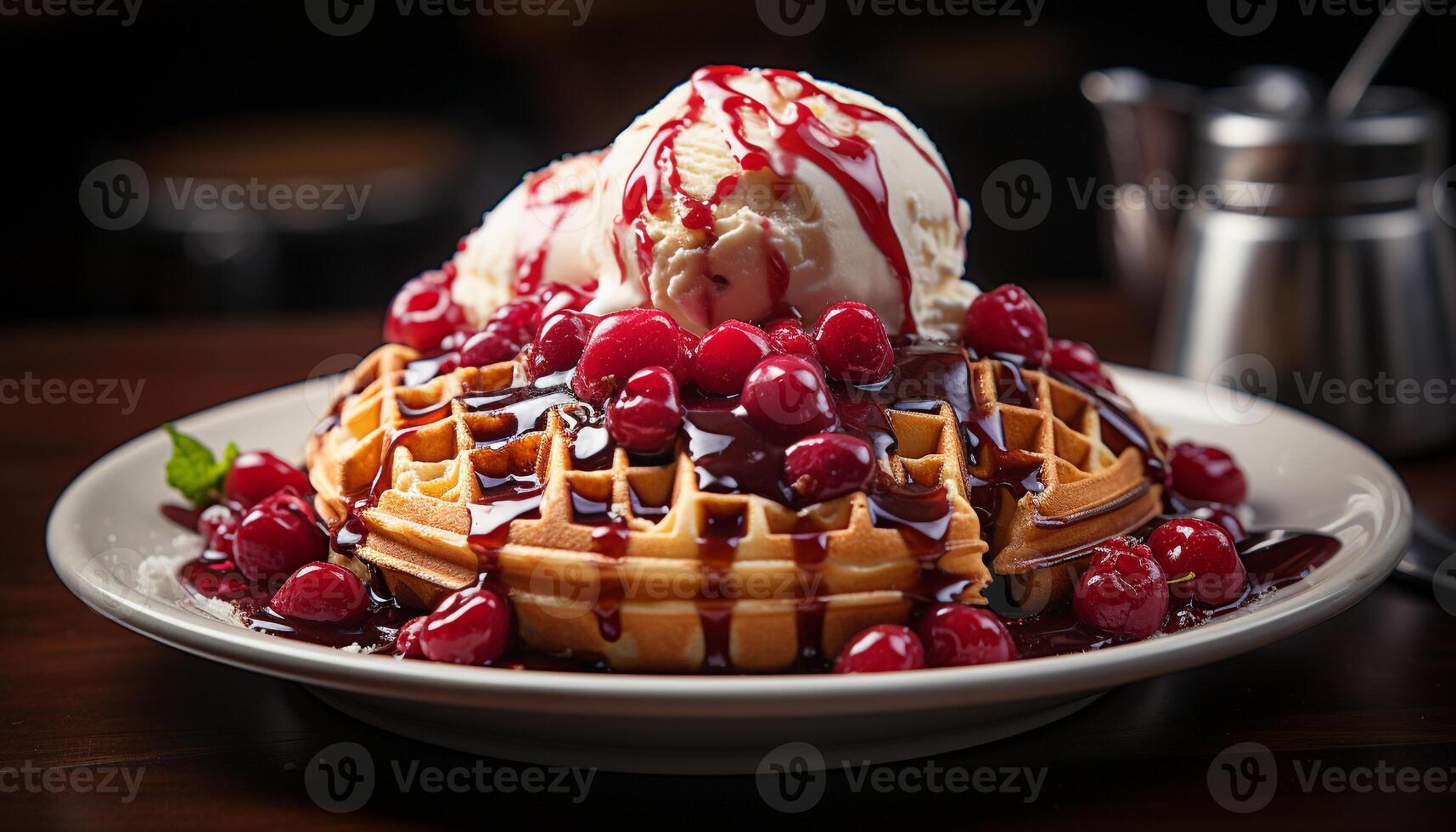 ai generado frescura y dulzura en un gastrónomo baya plato generado por ai foto