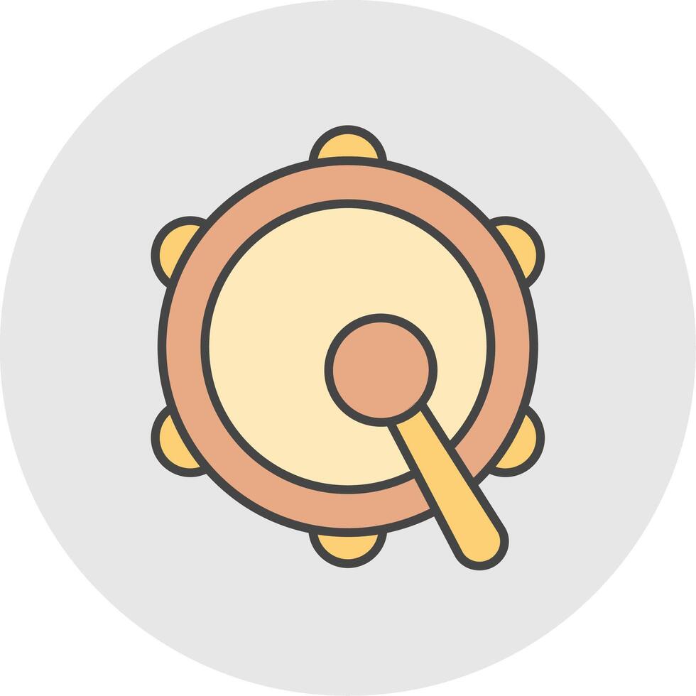 Tambourine Line Filled Light Circle Icon vector