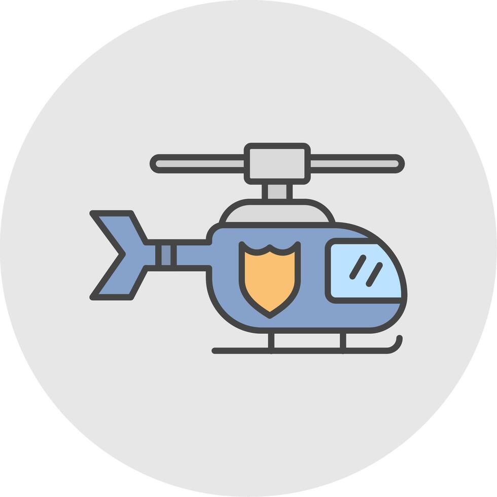 Police Helicopter Line Filled Light Circle Icon vector