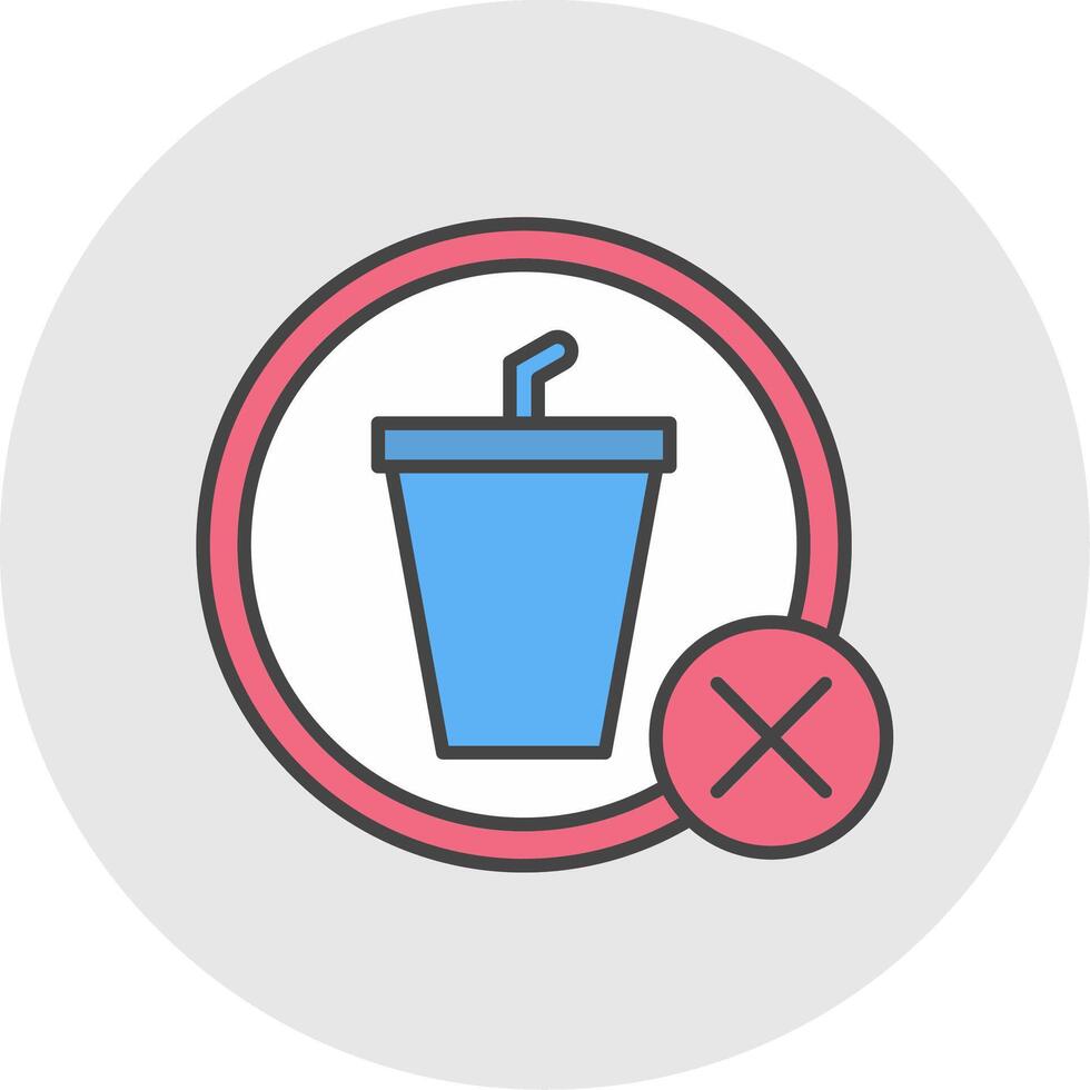 No bebidas línea lleno ligero circulo icono vector