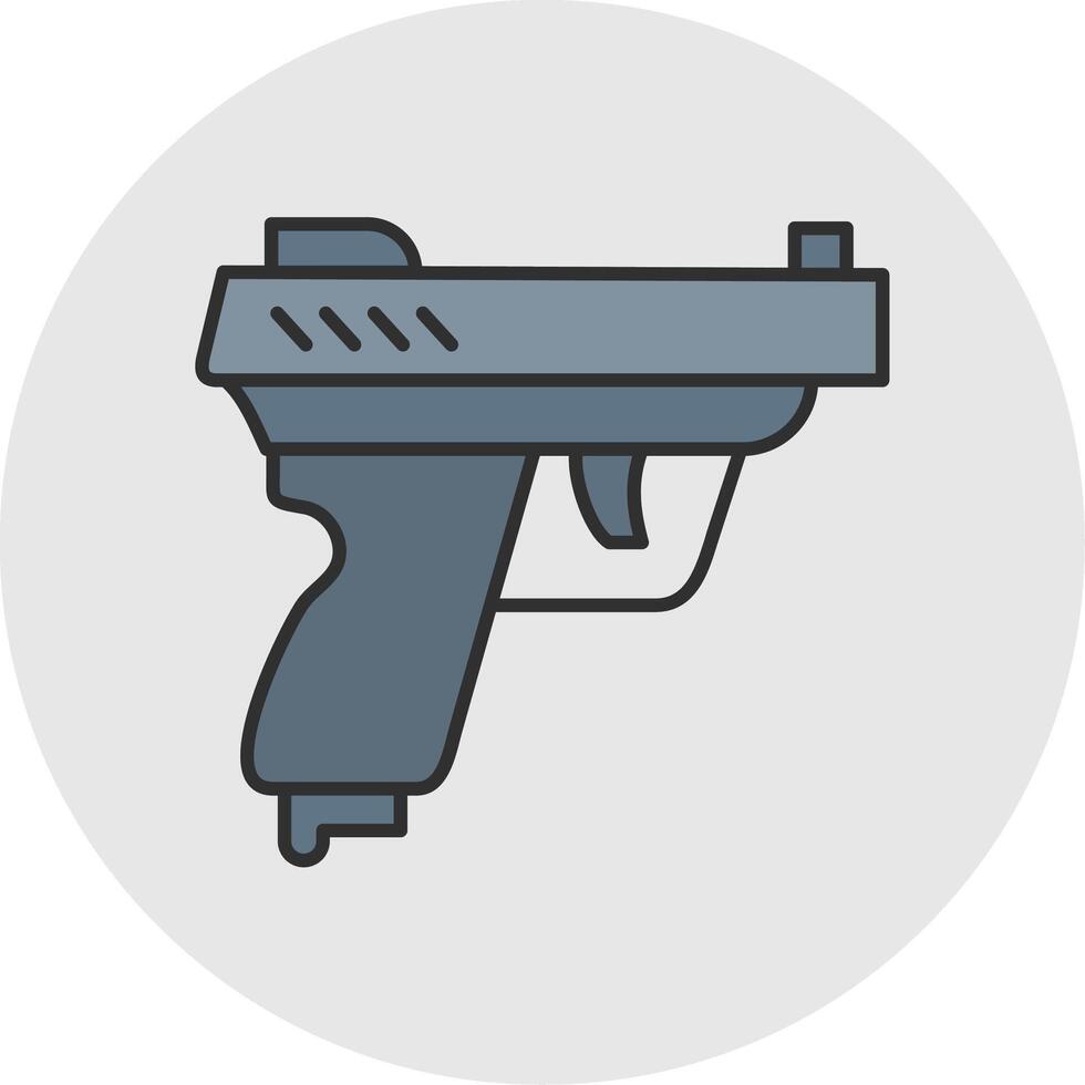 Pistol Line Filled Light Circle Icon vector