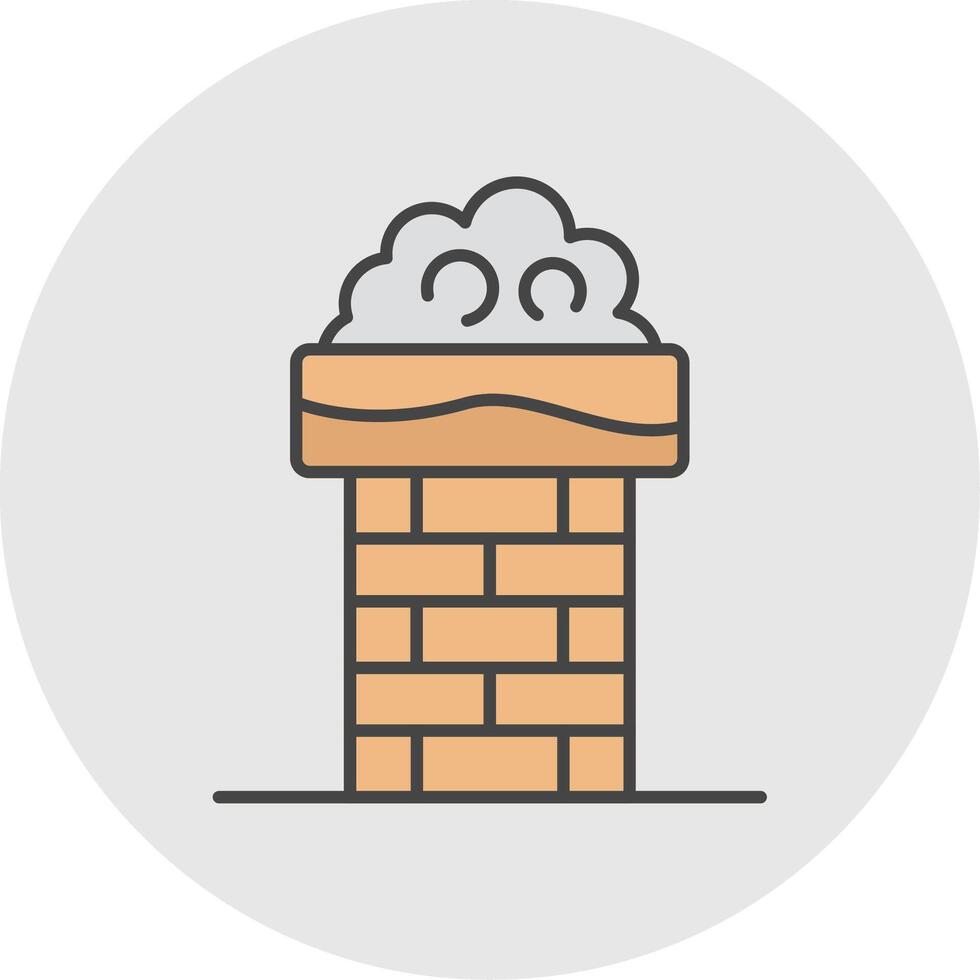 Chimney Top Line Filled Light Circle Icon vector