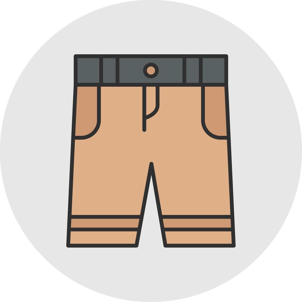 pantalones cortos línea lleno ligero circulo icono vector