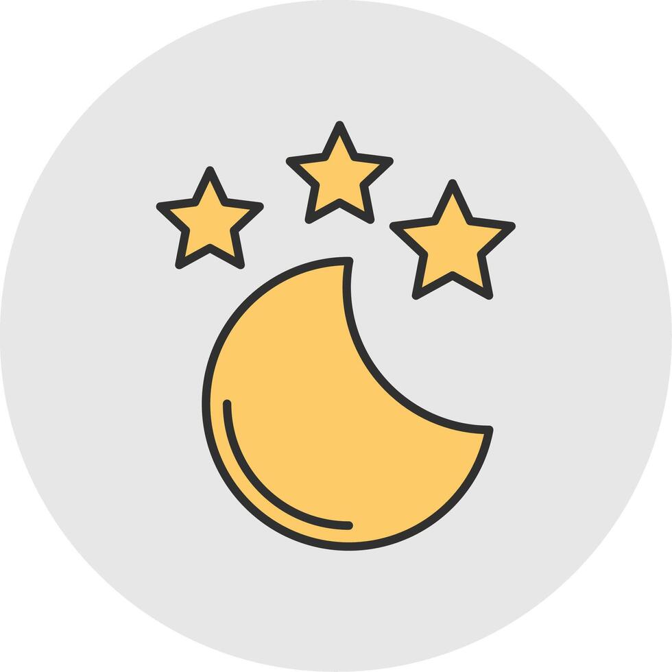 New Moon Line Filled Light Circle Icon vector