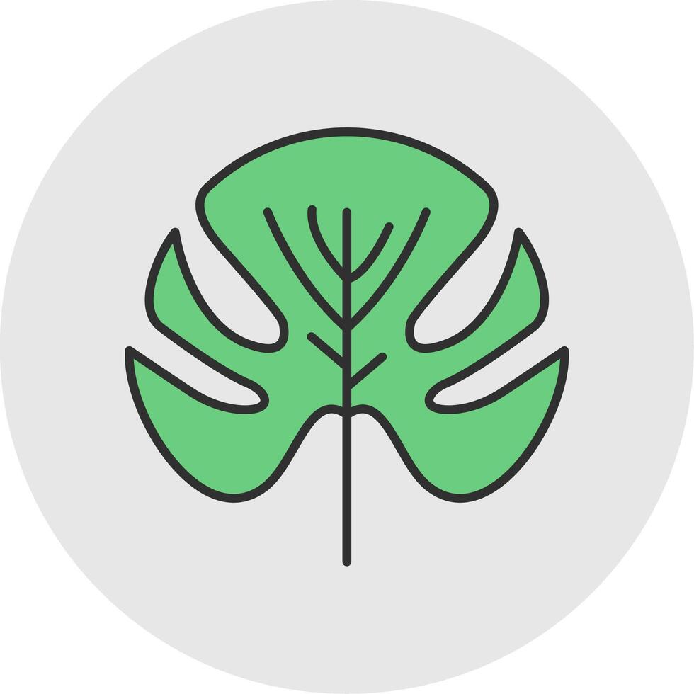 Monstera Line Filled Light Circle Icon vector