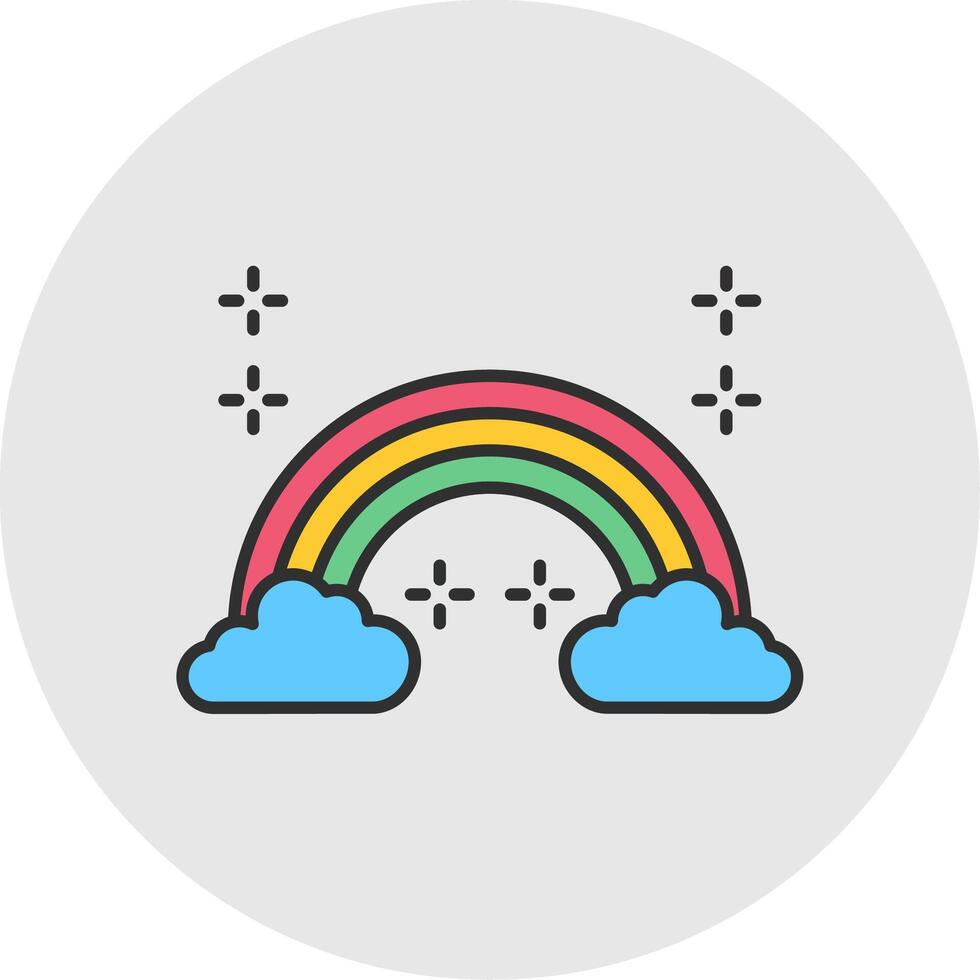 Rainbow Line Filled Light Circle Icon vector