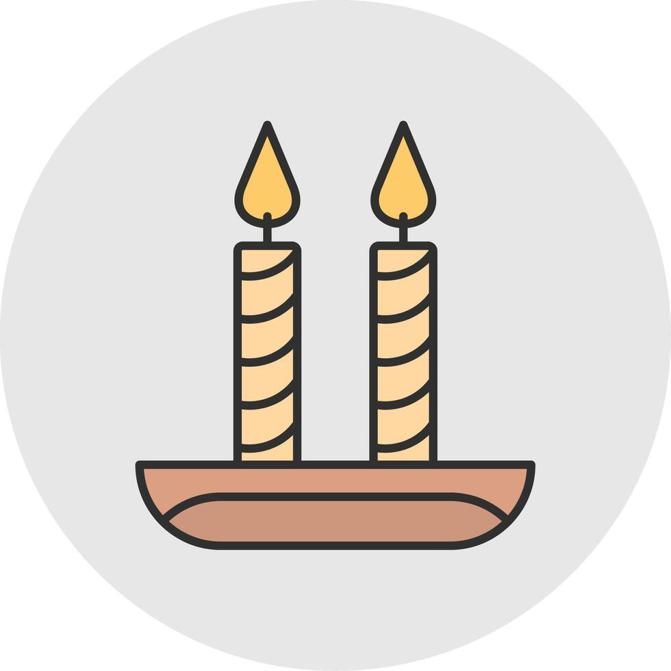 Candle Line Filled Light Circle Icon vector