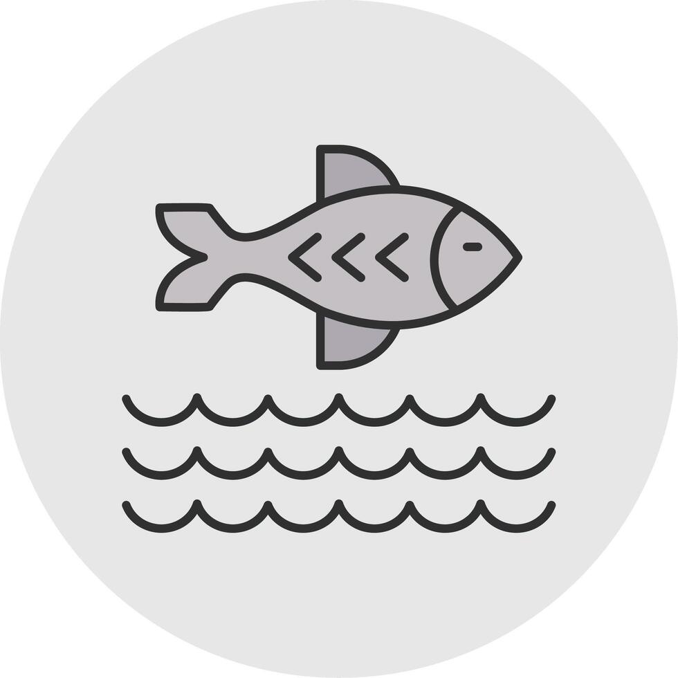Fish Line Filled Light Circle Icon vector