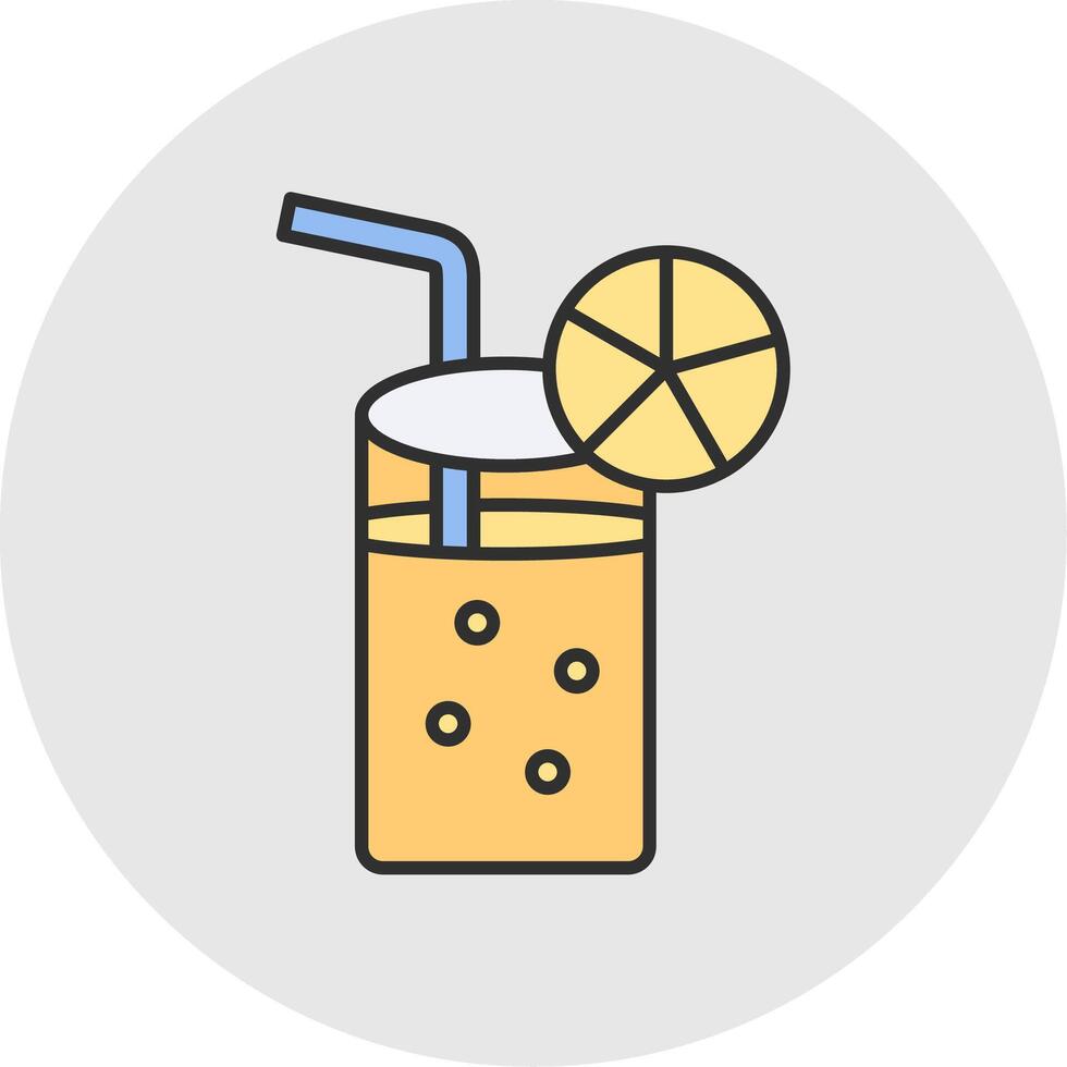 Lemonade Line Filled Light Circle Icon vector