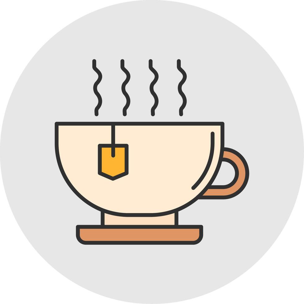 Hot Tea Line Filled Light Circle Icon vector