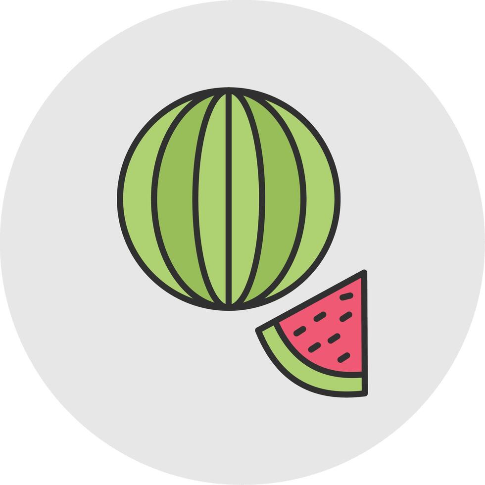 Watermelon Line Filled Light Circle Icon vector