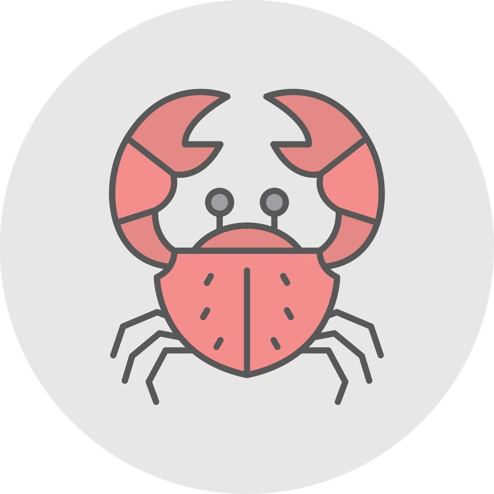 Crab Line Filled Light Circle Icon vector