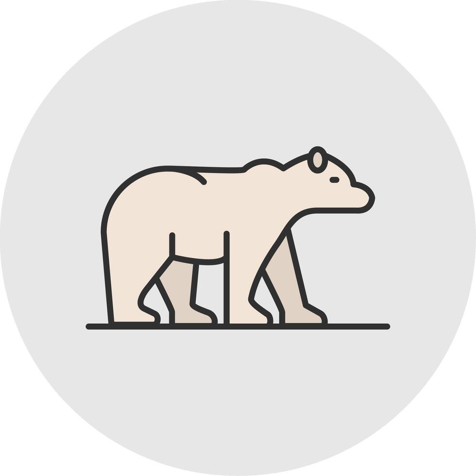 Polar Bear Line Filled Light Circle Icon vector