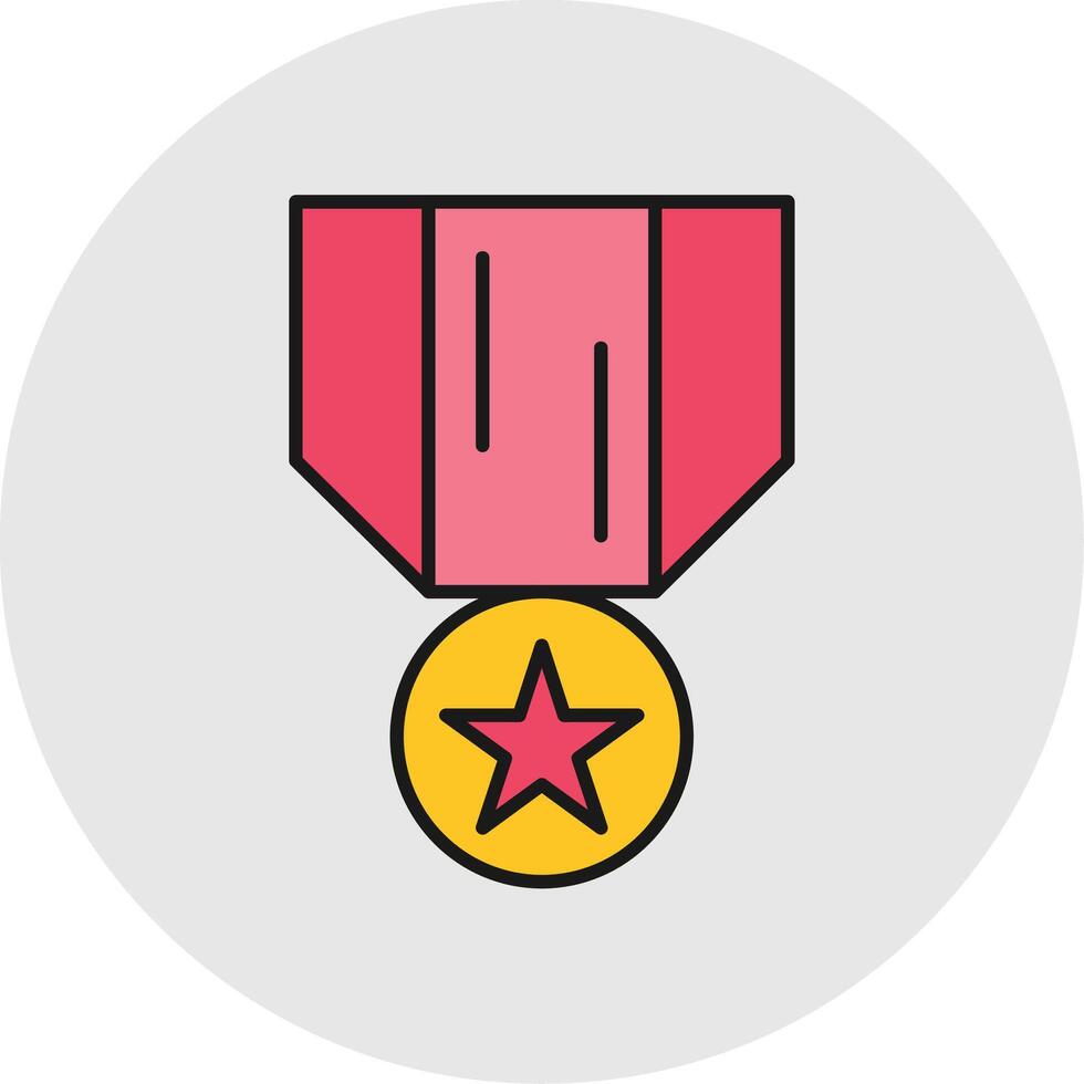 Medal Of Honor Line Filled Light Circle Icon vector