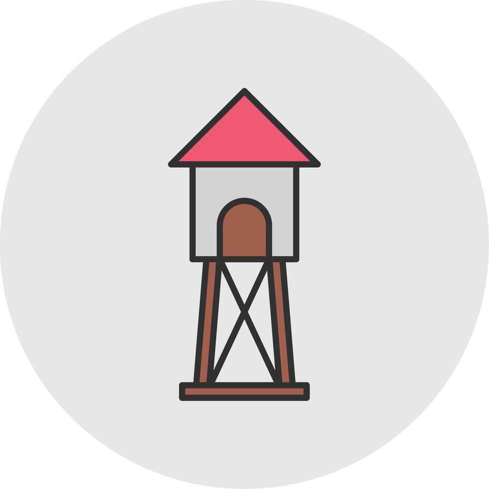 torre de vigilancia línea lleno ligero circulo icono vector