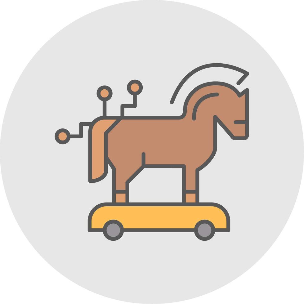 troyano caballo línea lleno ligero circulo icono vector