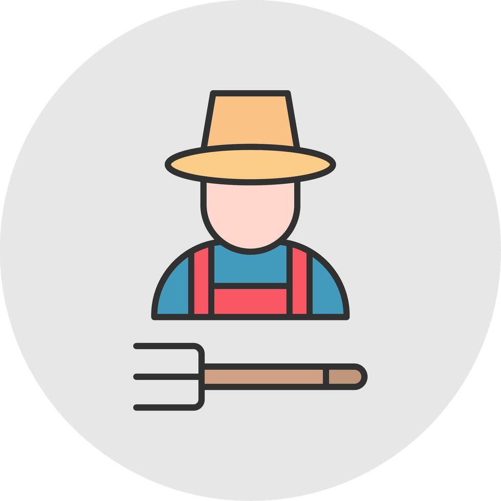 Farmer Line Filled Light Circle Icon vector