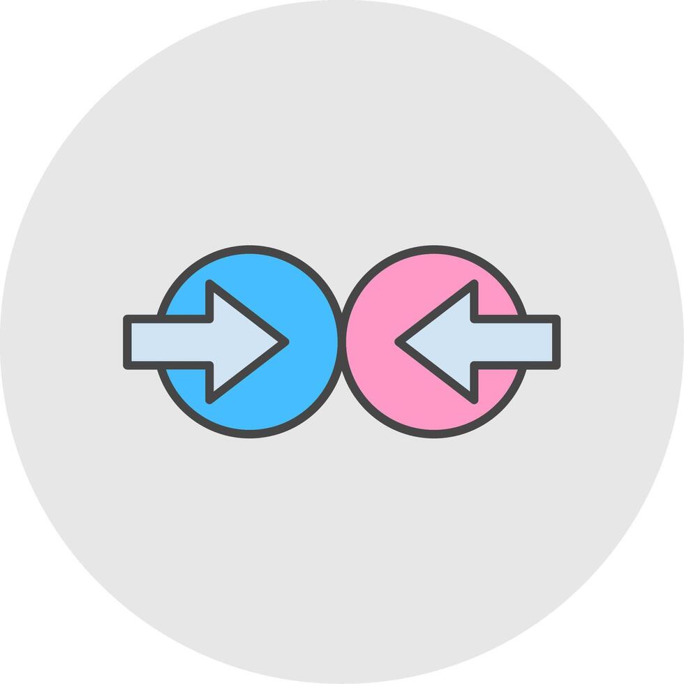 Collision Line Filled Light Circle Icon vector