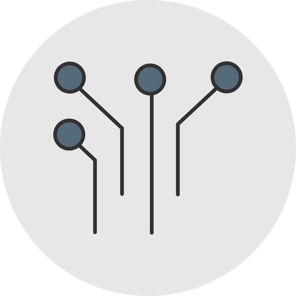 Electronic Circuit Line Filled Light Circle Icon vector