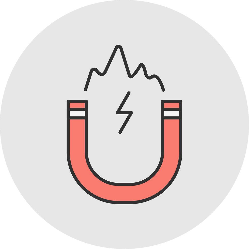 Electromagnetic Line Filled Light Circle Icon vector