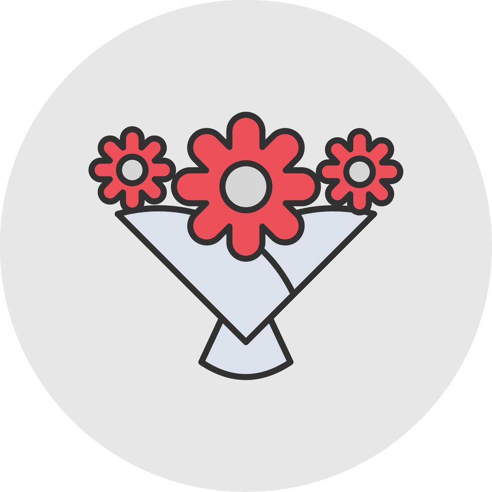 Flower Bouquet Line Filled Light Circle Icon vector