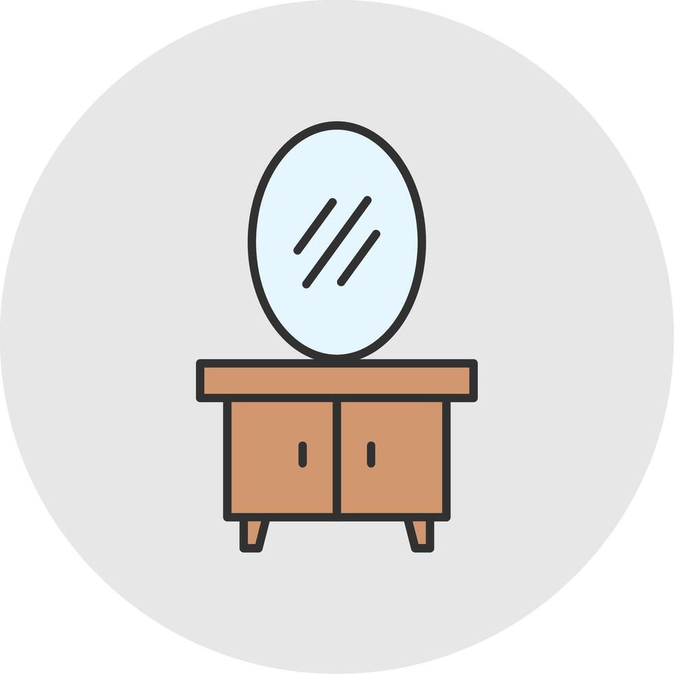 Dressing Table Line Filled Light Circle Icon vector