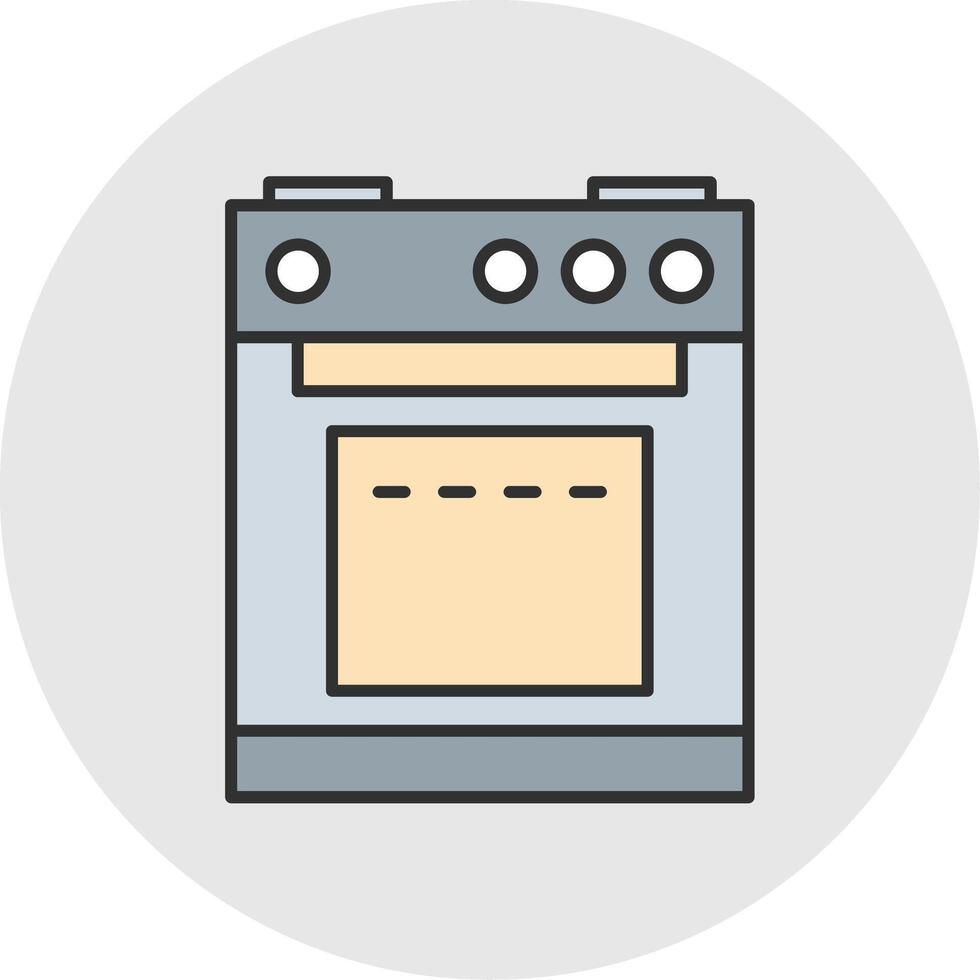 Electric Stove Line Filled Light Circle Icon vector