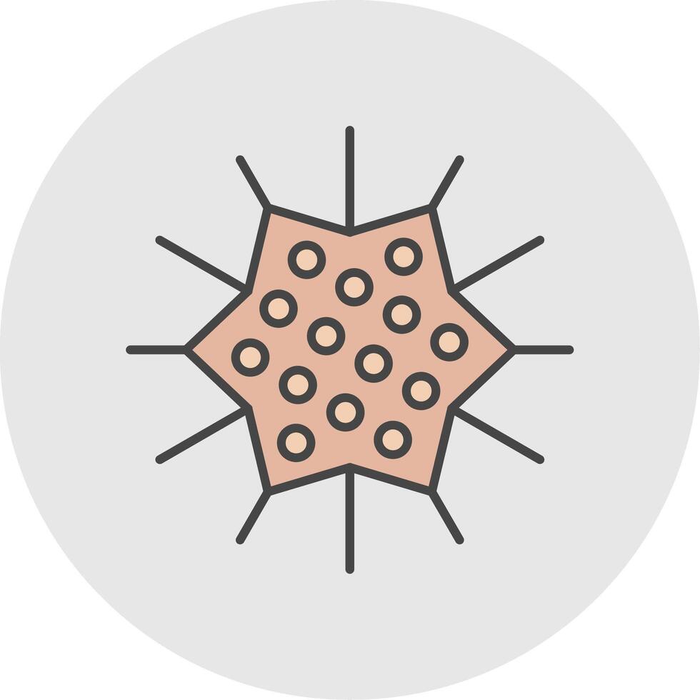 Sea Urchin Line Filled Light Circle Icon vector