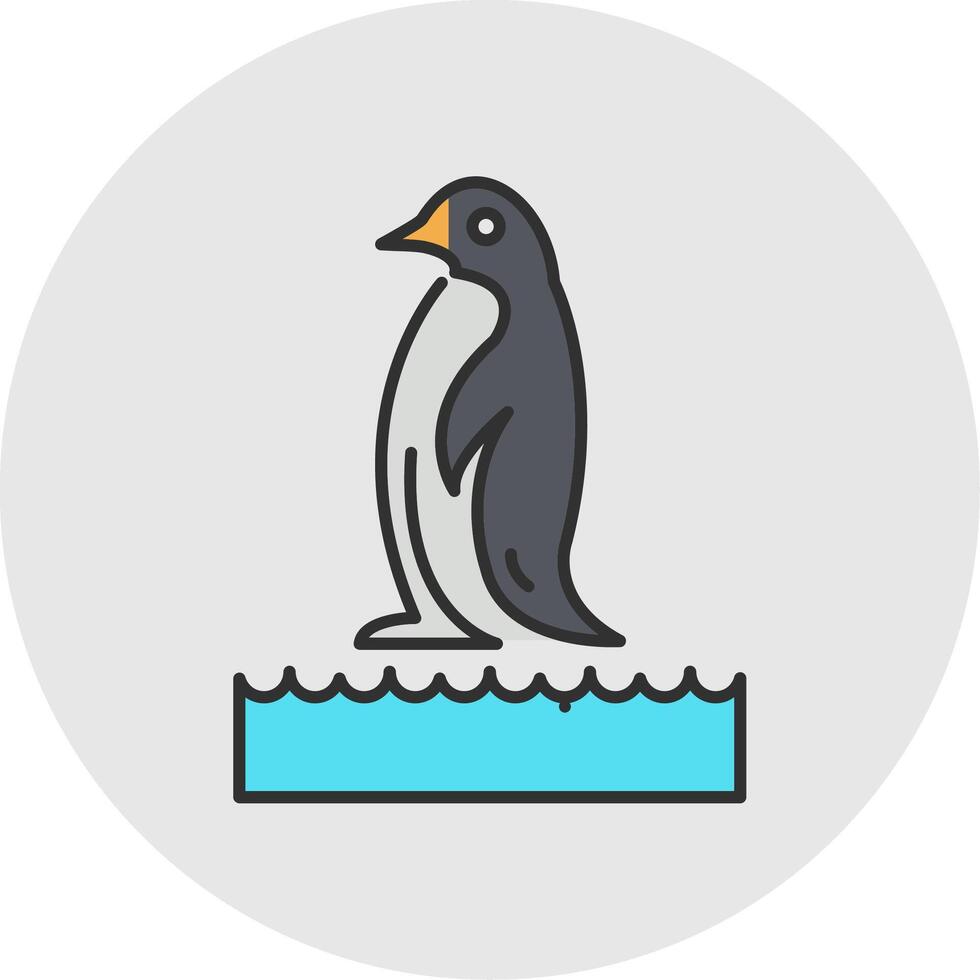 pingüino línea lleno ligero circulo icono vector