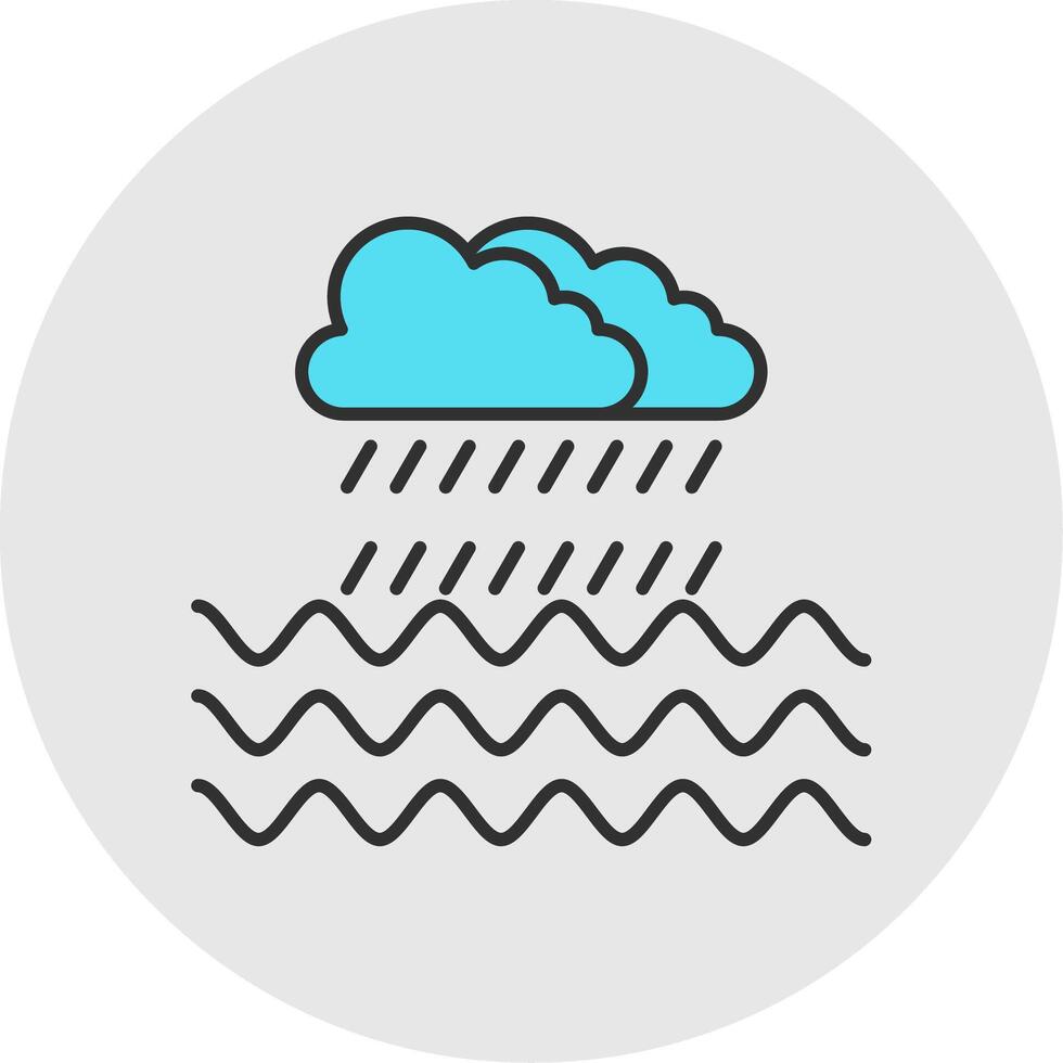 Rain Line Filled Light Circle Icon vector