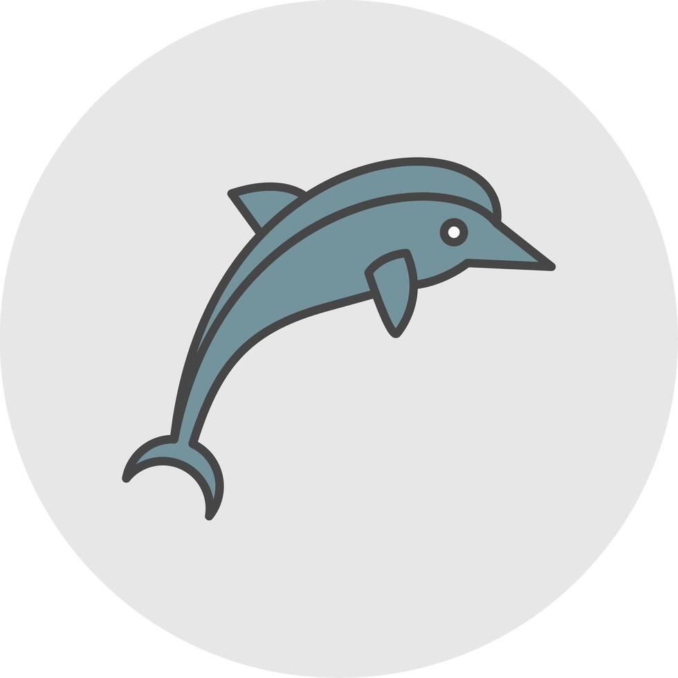 delfín línea lleno ligero circulo icono vector