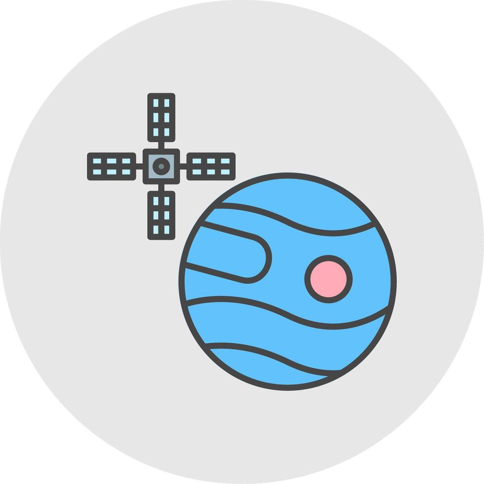 Uranus With Satellite Line Filled Light Circle Icon vector