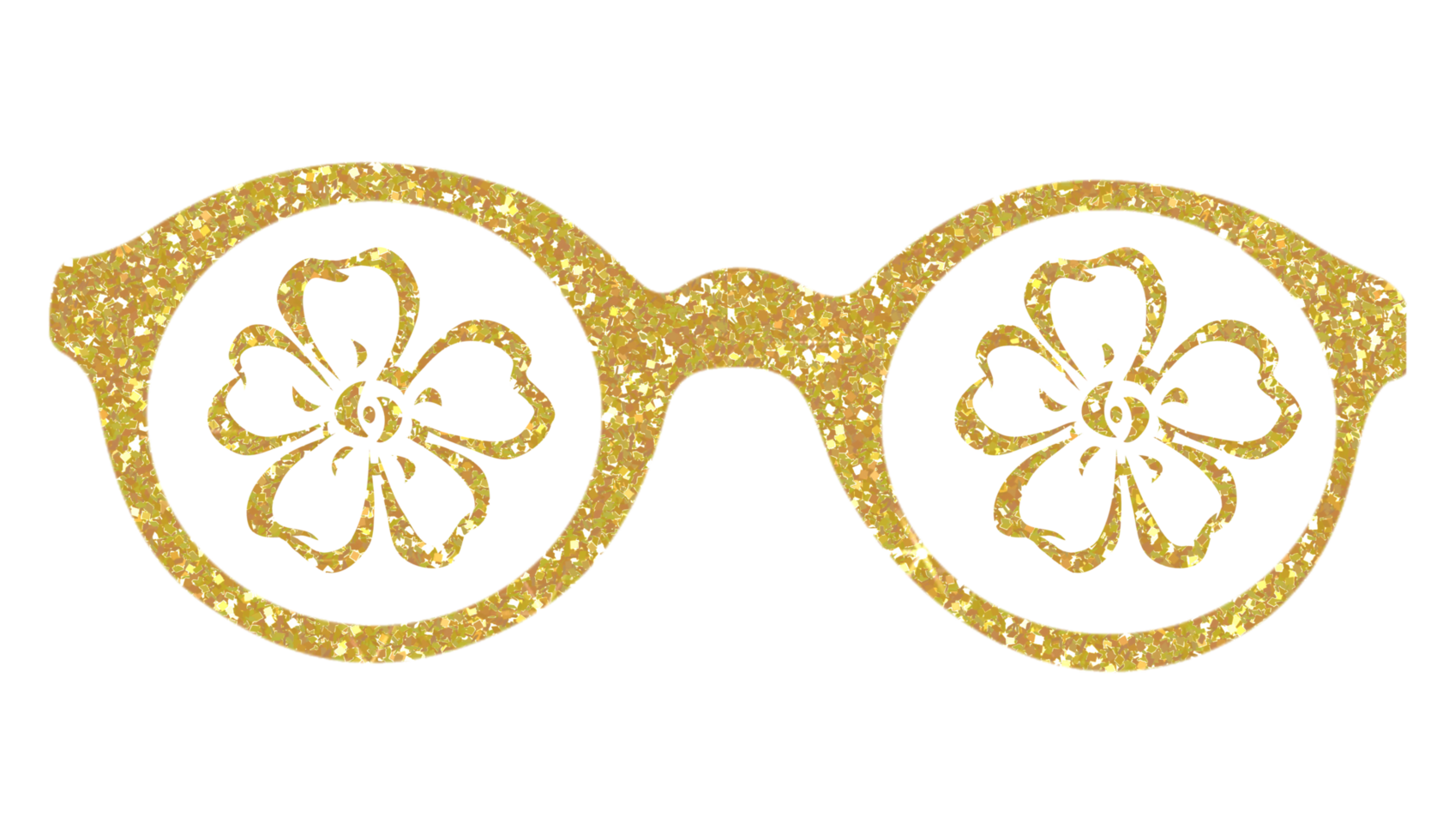 Gold glitter glasses flower icon on transparent background. png