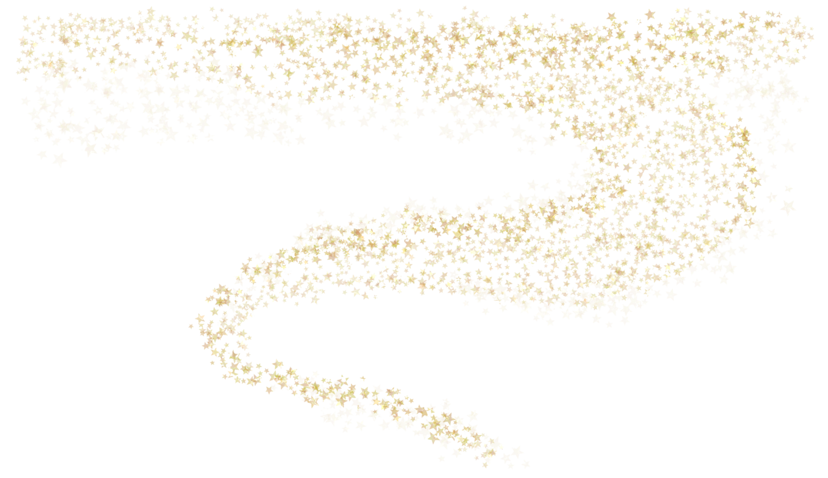 Gold stars glitter shiny swirl on transparent background. Stars glittering dust. png