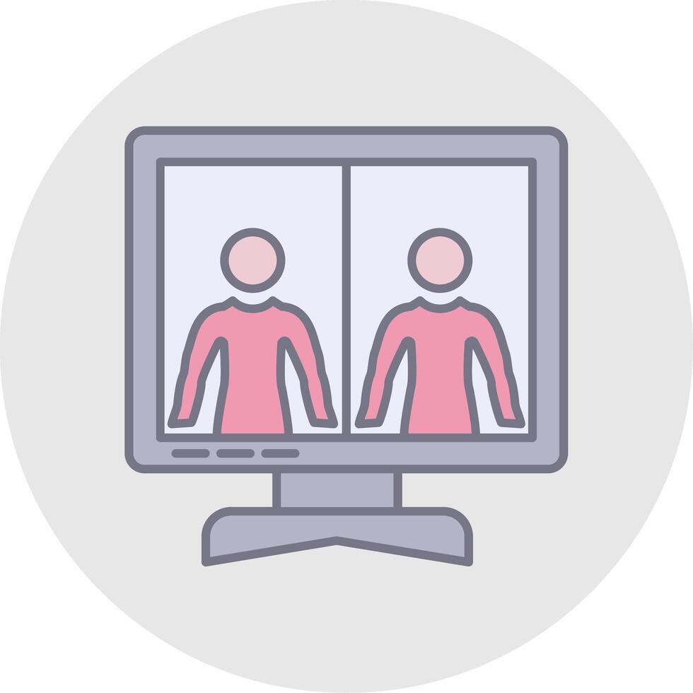 Online Meeting Line Filled Light Circle Icon vector