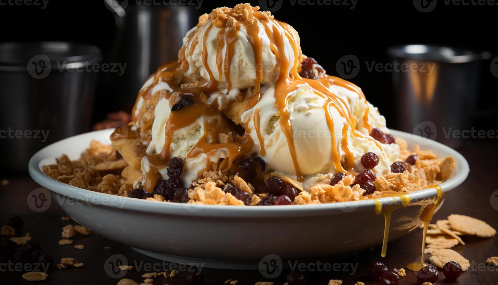 AI generated Freshness and sweetness on a wooden table generated by AI photo